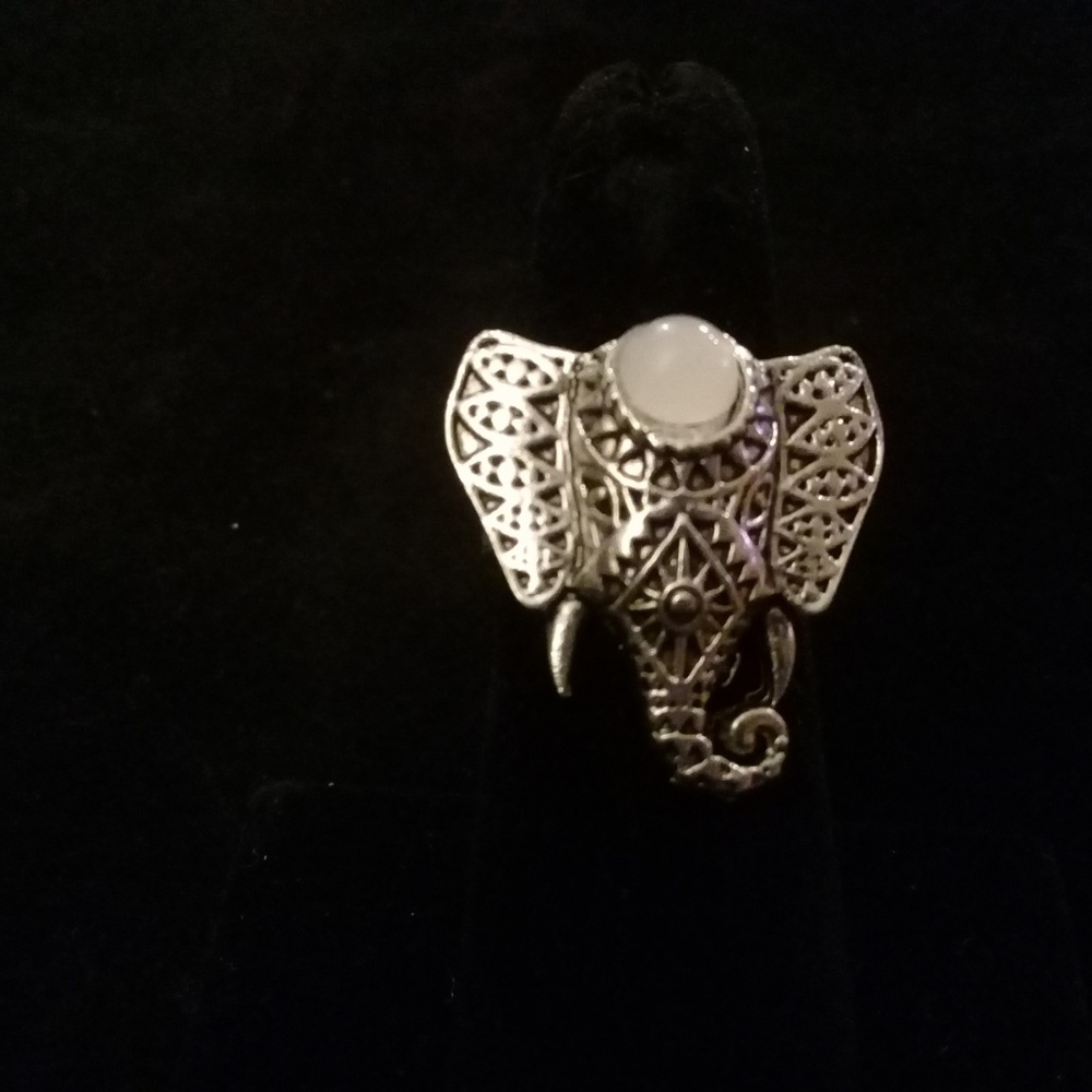 Adjustable Elephant With Moonstone Ring - image 3